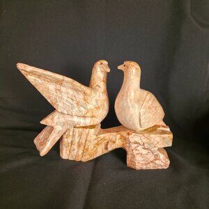 Vintage Onyx or Marble Lovebirds Stone Sculpture